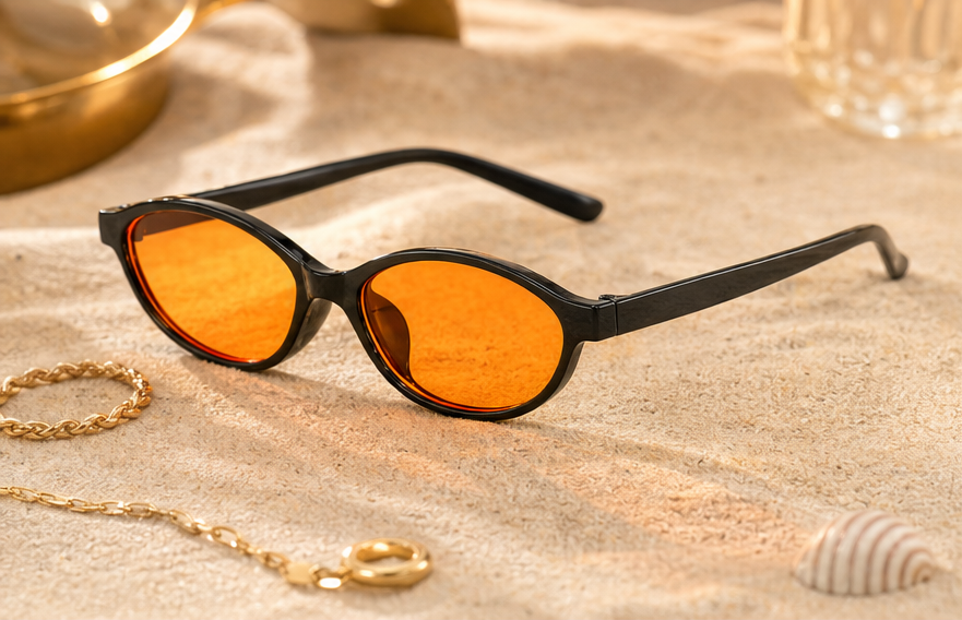 Lunettes de soleil cat-eye rétro Y2K Mirage Lola — coloris noir orange, protection UV400